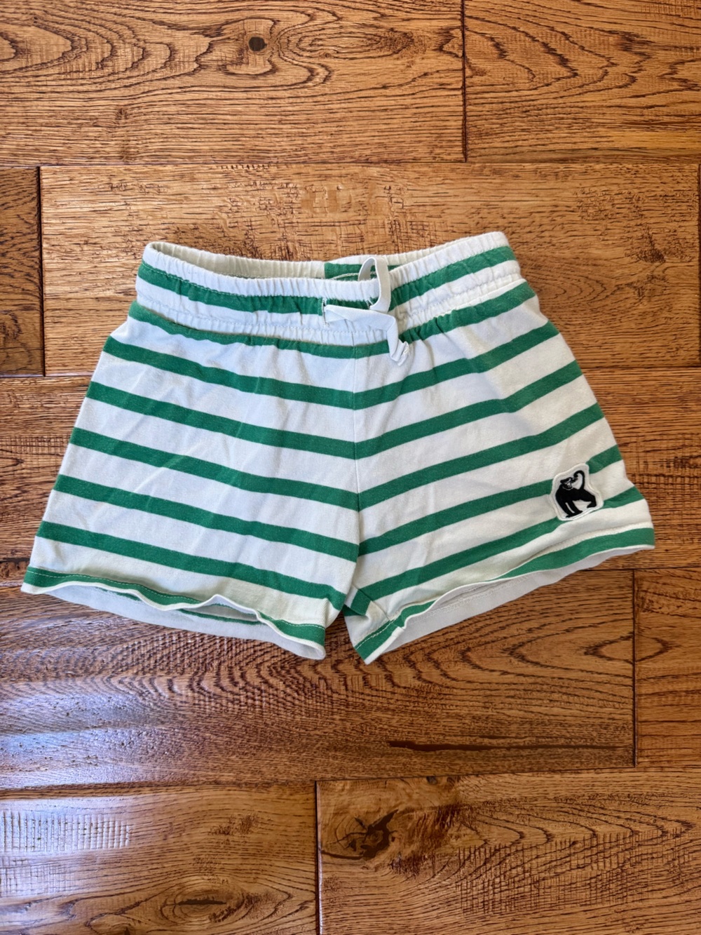 Mini Rodini Green and White Striped Shorts
